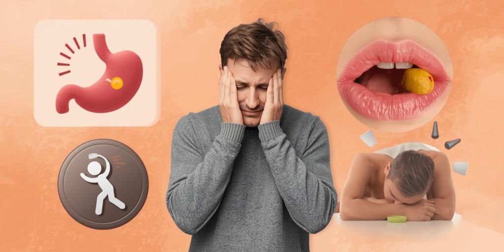 Common Metformin side effects: stomach issues, headaches, fatigue, and metallic taste